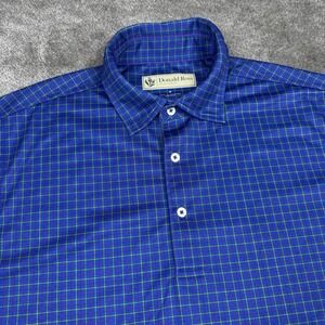 Donald Ross Sportswear Polo‎ Shirt Mens Medium Blue Check Plaid Golf Athletic